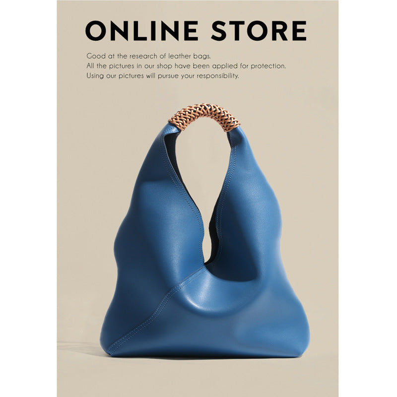 Large Cowhide Tote Bag – Trendy Woven Shoulder Handbag Bag Handbags New Trend Casual Tote Bag U | Ectron Online