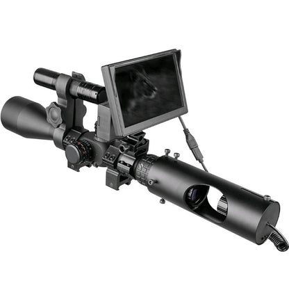Riflescope with digital sight on a white background