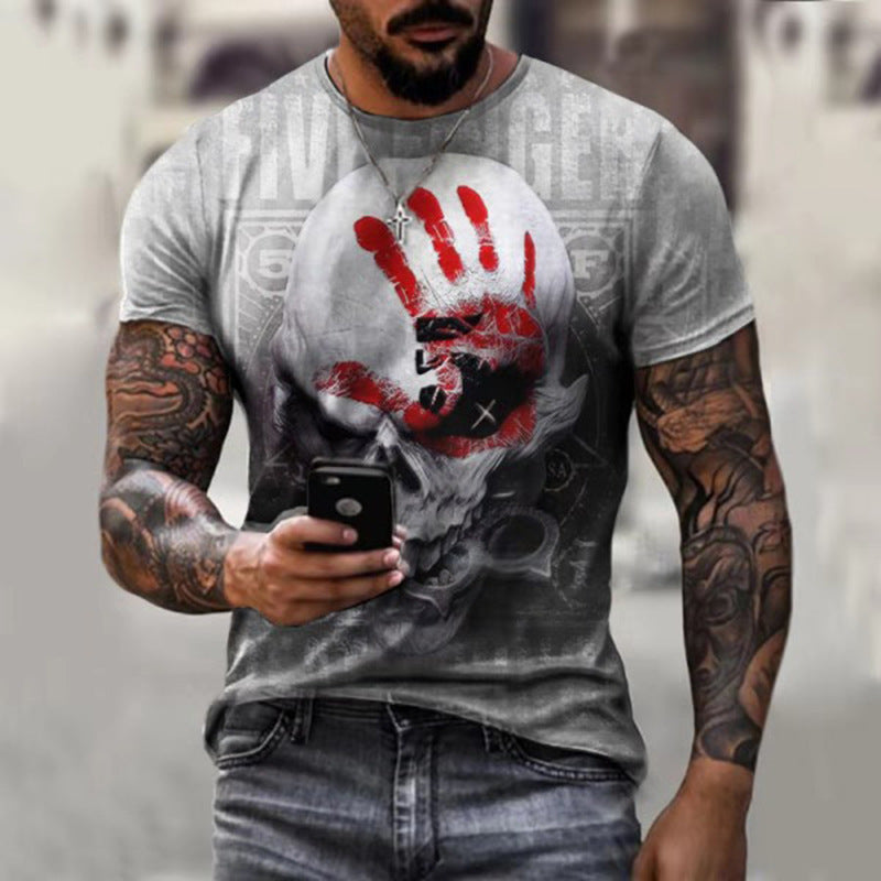 Men’s Skull Flag Print T-Shirt – Bold Casual Short Sleeve Top Skull Flag Print Men's T-shirt Top | Ectron Online