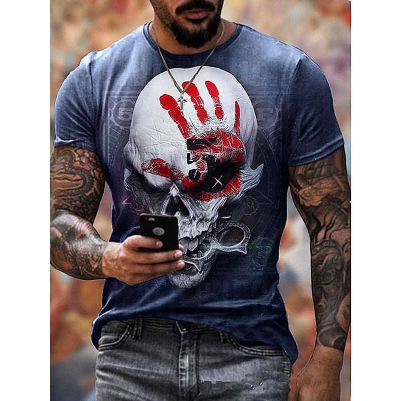 Men’s Skull Flag Print T-Shirt – Bold Casual Short Sleeve Top Skull Flag Print Men's T-shirt Top | Ectron Online