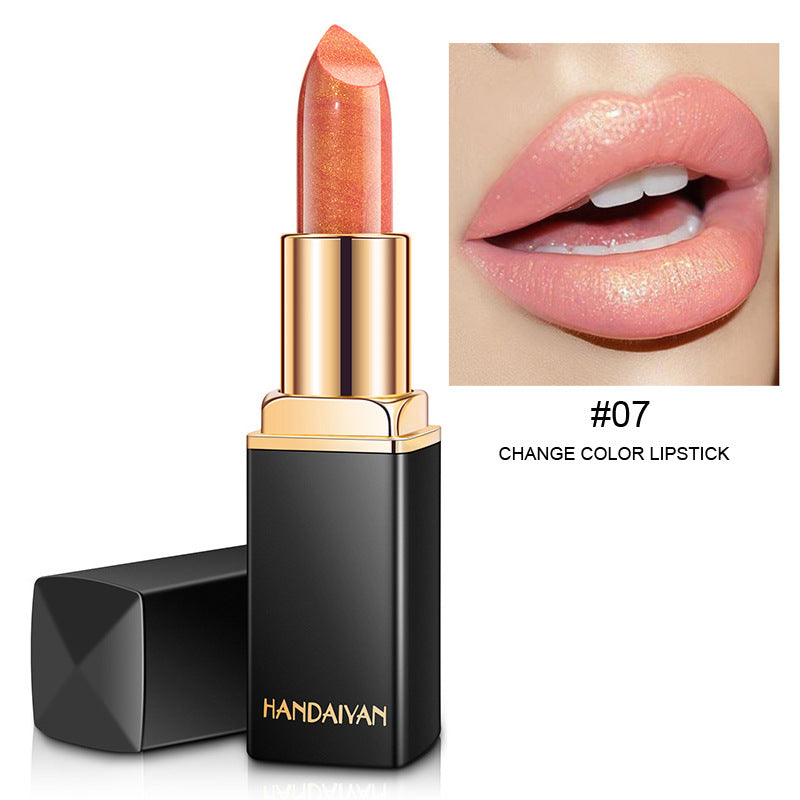 Shiny Metallic Lipstick Pearlescent Color Temperature Change Lipstick Gilt Lipstick