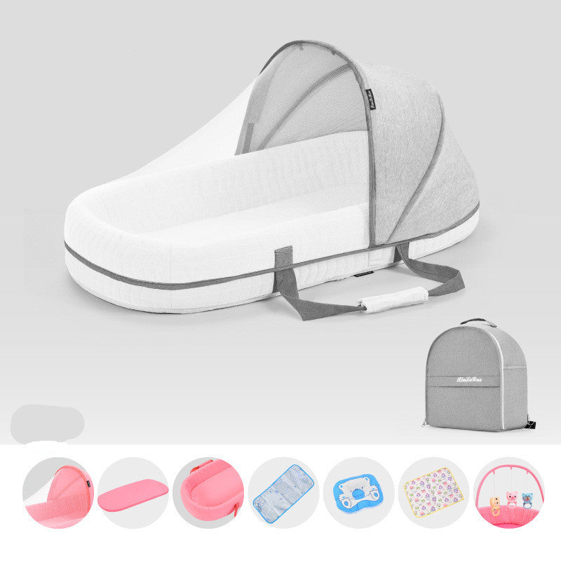 Baby Crib Multifunctional Folding Newborn Nest Toddler Bed Portable Sun Protection Mosquito Net Infant Camping Bed Travel Cot - Ectron Online