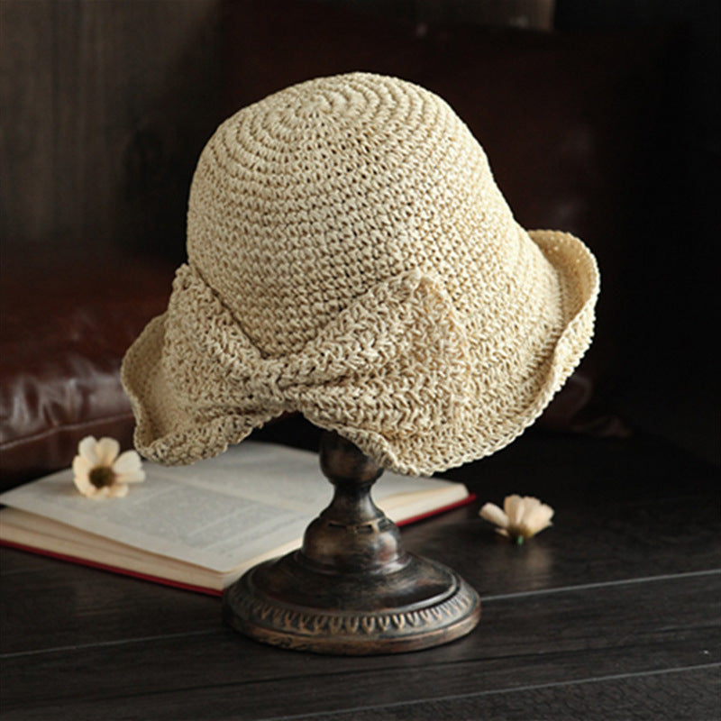 New Wholesale Ladies Summer Sun Visor Round Face French Big Brim Straw Hat Outdoor Sun Hat Fisherman Hat Female