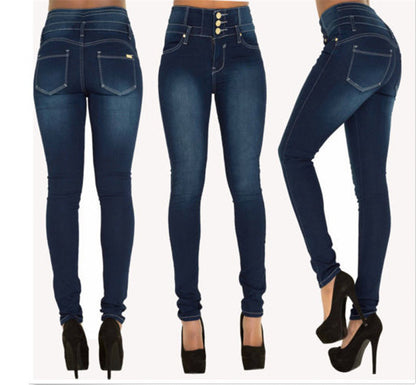 Fashion Elastic High Waist Jeans Women Pencil