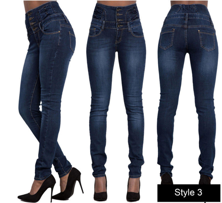 Fashion Elastic High Waist Jeans Women Pencil