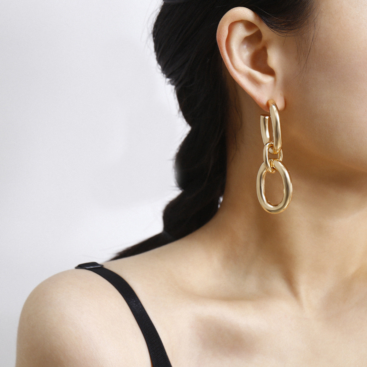 Flashbuy Thick Link U Shape Geometric Earrings Brass