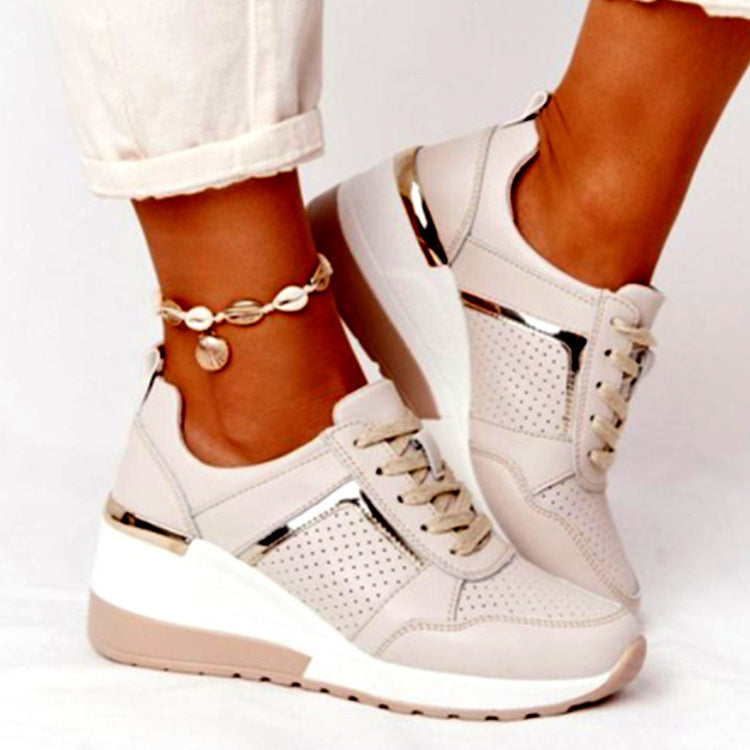 Women's Platform Wedge Sneakers - Breathable & Stylish Sneakers Platform Wedge Heel Casual Shoe | Ectron Online