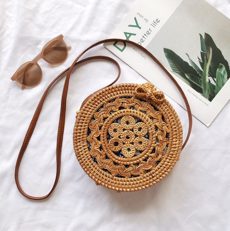 Bali Rattan Woven Bag - Retro Straw Woven Beach Travel Messenger Bag New Bali Rattan Woven Bag, Retro Straw W | Ectron Online
