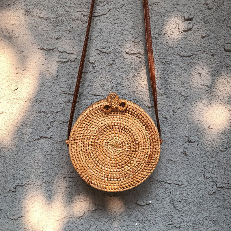 Bali Rattan Woven Bag - Retro Straw Woven Beach Travel Messenger Bag New Bali Rattan Woven Bag, Retro Straw W | Ectron Online