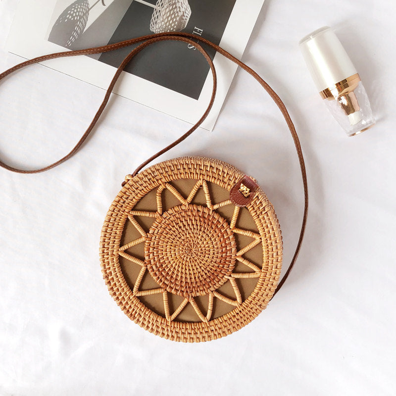 Bali Rattan Woven Bag - Retro Straw Woven Beach Travel Messenger Bag New Bali Rattan Woven Bag, Retro Straw W | Ectron Online