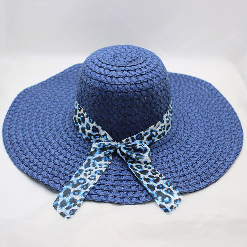 Women's Large-brimmed Beach Hat With Bow And Streamer Straw Hat