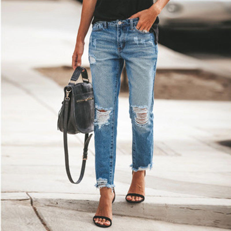 Distressed Denim Jeans - Worn-In and Cool Woman Jeans | Ectron Online