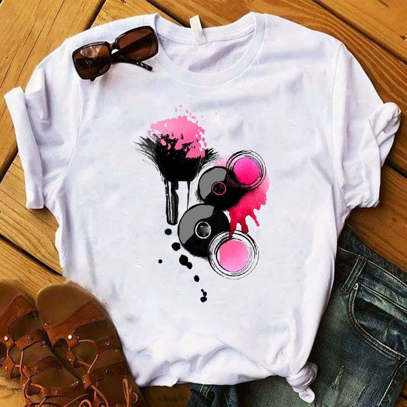 Nail Polish Bottle Print T-Shirt – Fun Short Sleeve Tee Nail Polish Bottle Print Short Sleeve | Ectron Online