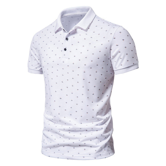 Men’s Slim Lapel T-Shirt – Summer Casual Anchor Print Tee Summer new casual slim European and Amer | Ectron Online