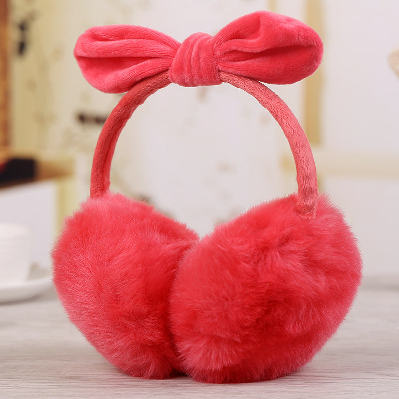 New Cute Rabbit Ears Bowknot Earmuffs For Ladies Winter Rabbit Fur Earmuffs