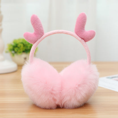 New Cute Rabbit Ears Bowknot Earmuffs For Ladies Winter Rabbit Fur Earmuffs