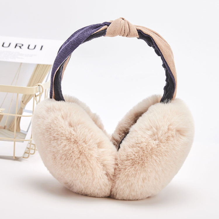 New Cute Rabbit Ears Bowknot Earmuffs For Ladies Winter Rabbit Fur Earmuffs