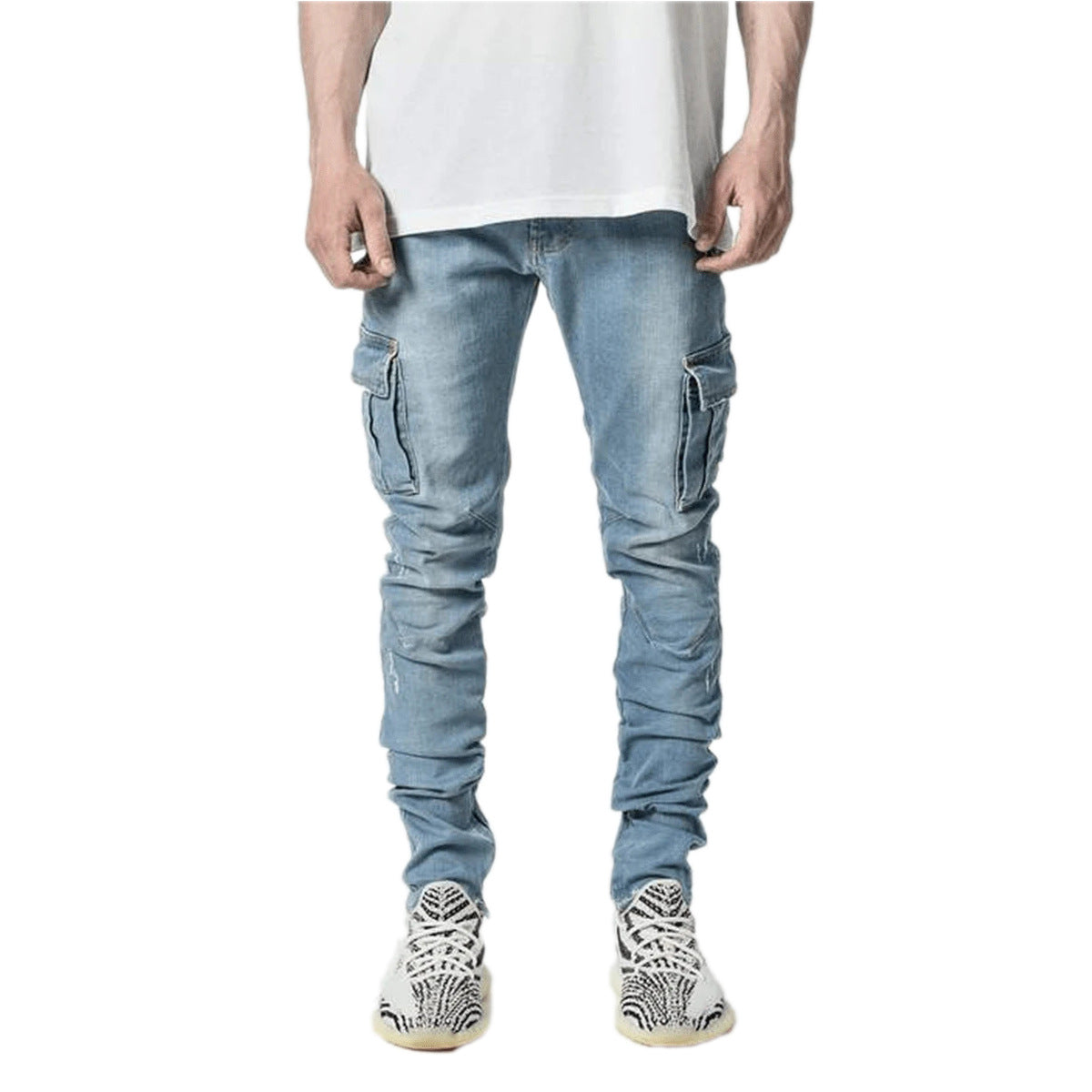 Men's Fashionable Multi-Pocket Tooling Jeans - Simple Cargo Style