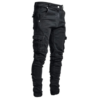 Men's Fashionable Multi-Pocket Tooling Jeans - Simple Cargo Style Fashionable And Simple Men's Multi-Pocke | Ectron Online