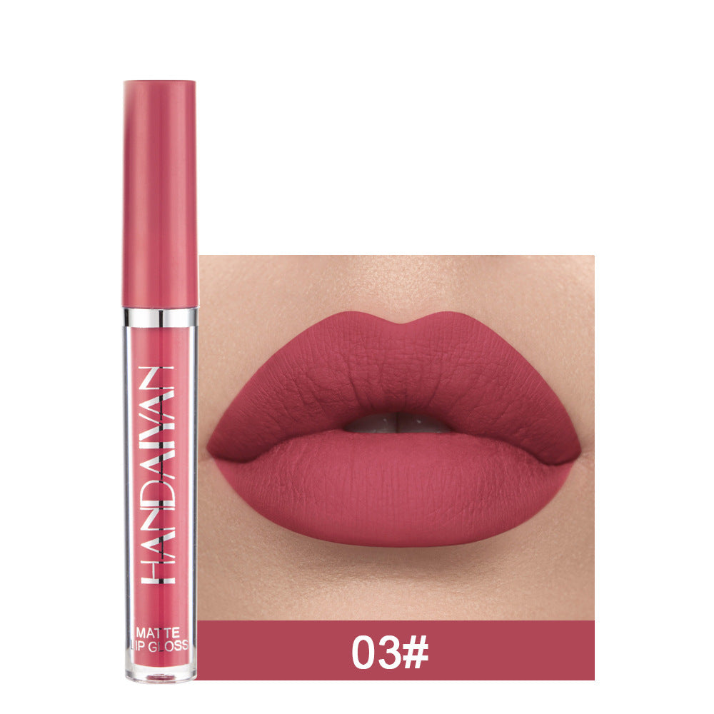 Handaiyan Matte Lip Glaze Liquid Lipstick Mini Tube Lip Gloss Waterproof Non Stick Cup Lip Gloss Genuine