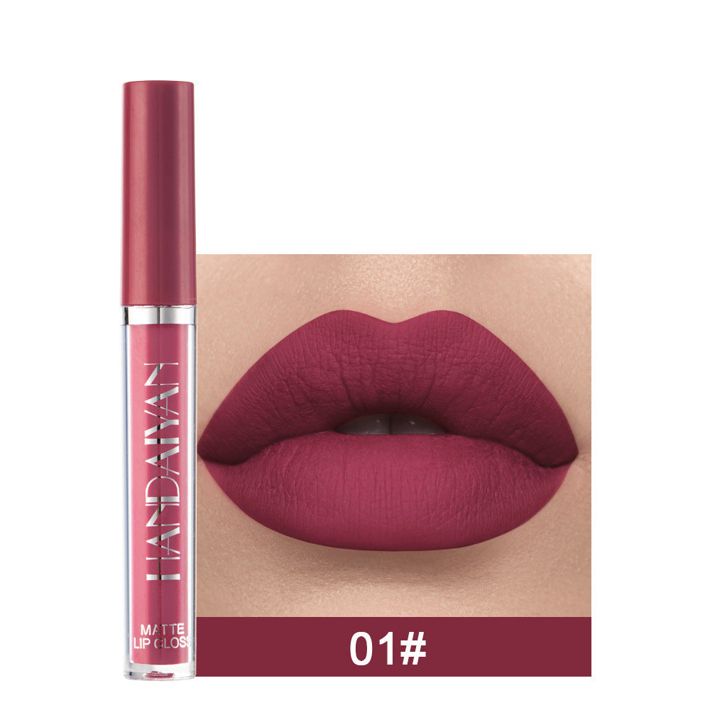 Handaiyan Matte Lip Glaze Liquid Lipstick Mini Tube Lip Gloss Waterproof Non Stick Cup Lip Gloss Genuine