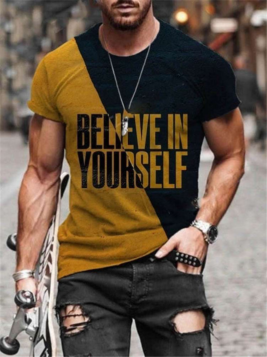 Men’s Element Print T-Shirt – Round Neck Short Sleeve Tee Men's T-shirt Element Print Round Neck S | Ectron Online