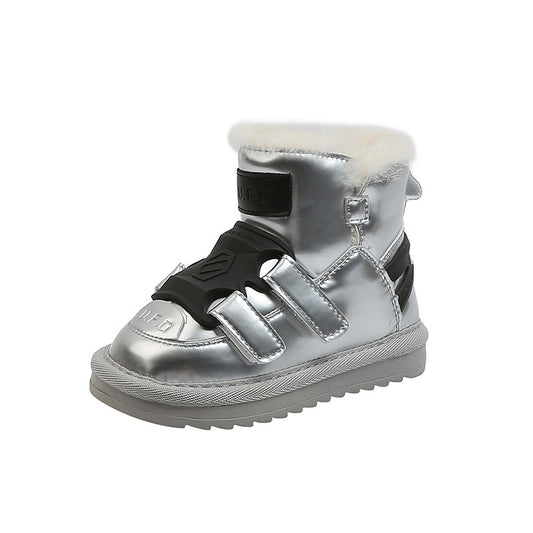 Winter Children's Mirror Waterproof Snow Boots Boys' Wool Warmth