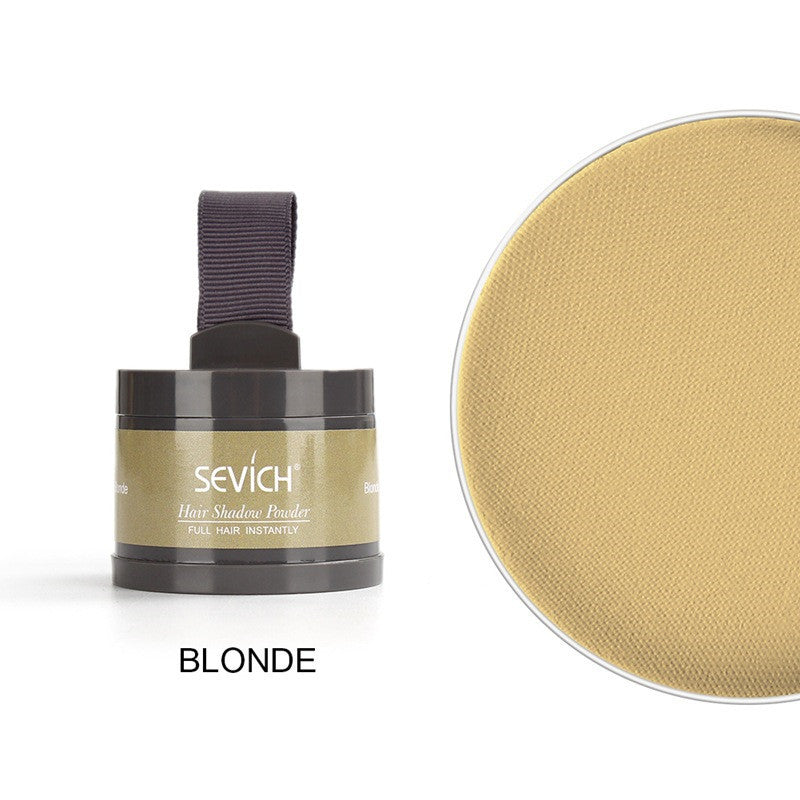 Blonde hair shadow powder compact with round color swatch