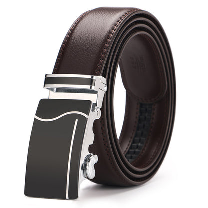 Men's Business Casual Leather Belt With Automatic Buckle