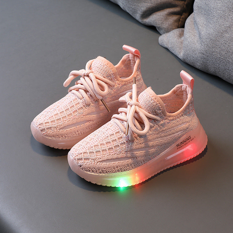 Boys' Lightweight Breathable Light-Up Shoes For Boys, Breathable Knit Light-Up Sneak | Ectron Online