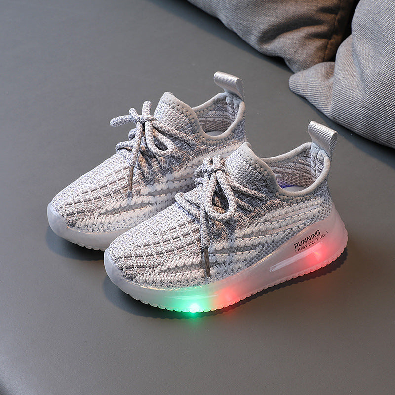 Boys' Lightweight Breathable Light-Up Shoes For Boys, Breathable Knit Light-Up Sneak | Ectron Online