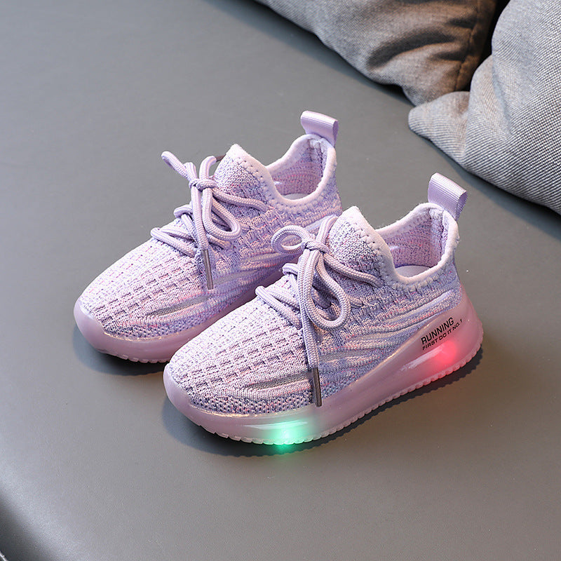 Boys' Lightweight Breathable Light-Up Shoes For Boys, Breathable Knit Light-Up Sneak | Ectron Online
