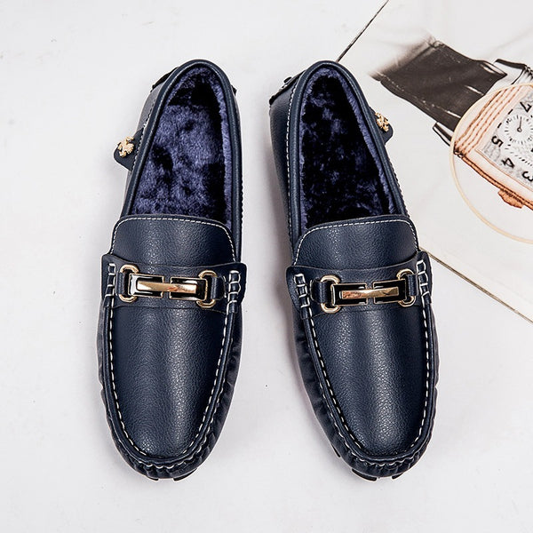 Winter Warm Men’s Lightweight One-Step Casual Leather Shoes
