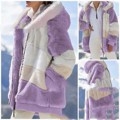 Multicolor Patchwork Hooded Jacket | Trendy Short Fashion Coat Multicolor patchwork hooded short fashio | Ectron Online