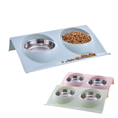 Stainless Steel Anti-spatter Pet Double Bowl