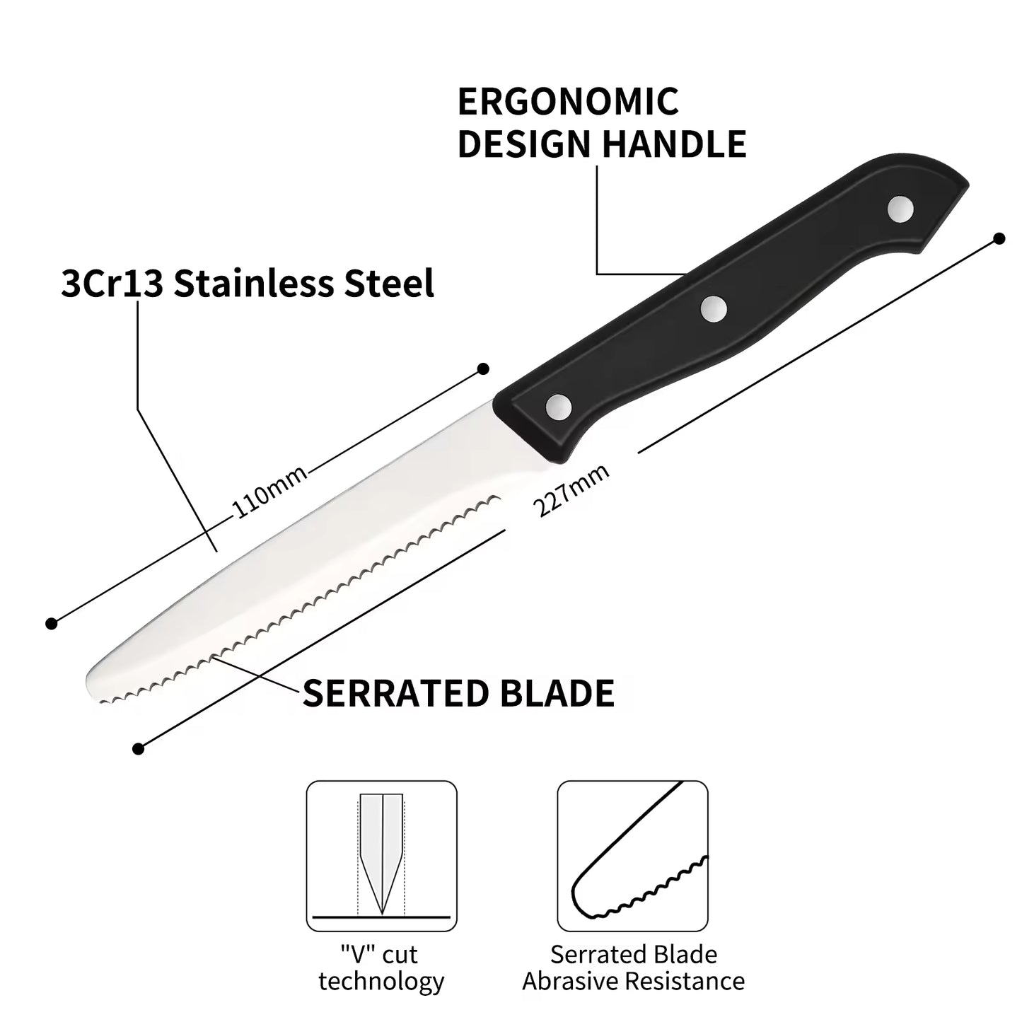 12-Piece High-Carbon Stainless Steel Knife Set | Meat & Steak Knives