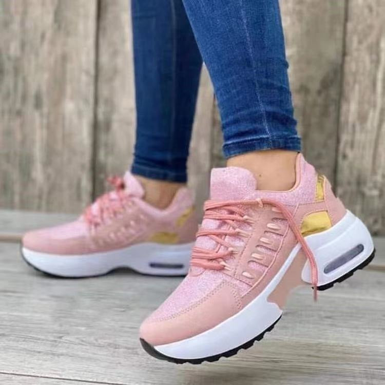 Lace Up Sneakers Women Wedge Heel Running Sports Shoes Lace Up Sneakers Women Wedge Heel Runnin | Ectron Online