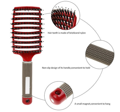 Anti-Tangle Detangler Hair Brush - Bristle & Nylon Scalp Massage Comb Hairbrush Anti Klit Brushy Haarborstel W | Ectron Online