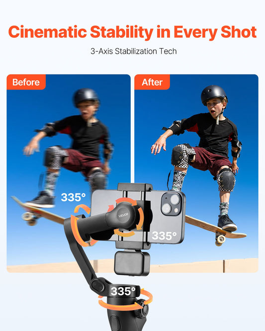 3-Axis Phone Gimbal Stabilizer | Smartphone Gimbal with Fill Light