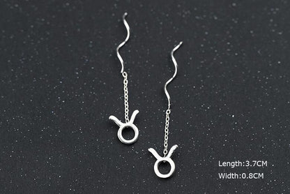 Personality 12 Constellation Ear Line Temperament Wave Ear Chain Earring