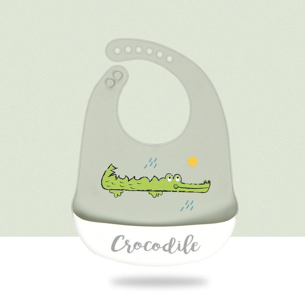 {{ brand }} Waterproof Silicone Baby Bib – Cute Cartoon Design G - Baby Cartoon Silicone Bib Waterproof And