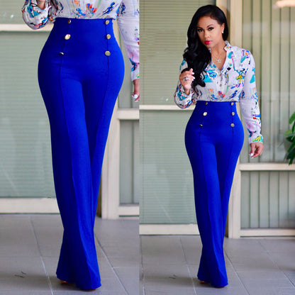 Stylish Slim Personality Double-Breasted Flared Trousers