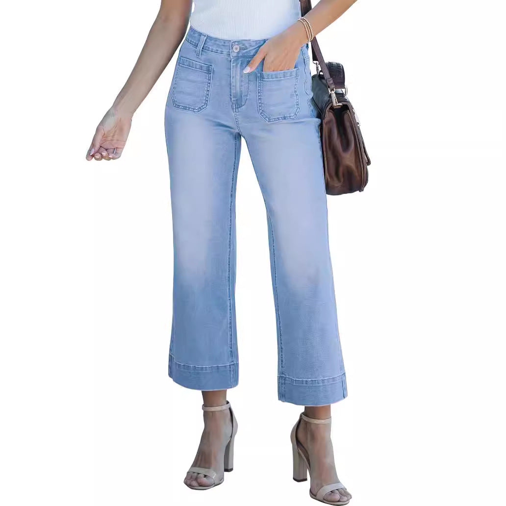 Slimming Wide-Leg Straight Jeans Slimming And Wide Leg Straight-leg Pants | Ectron Online