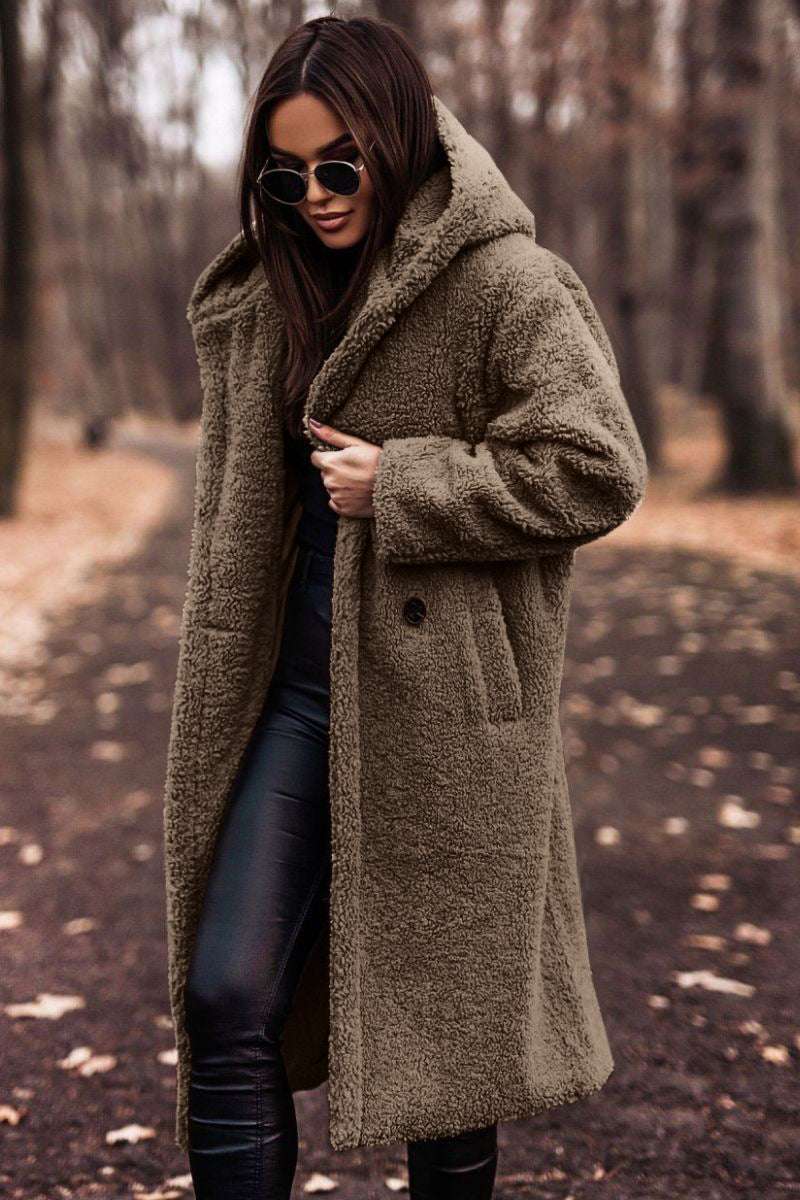 Women's Elegant Faux Fleece Long Teddy Coat Autumn Winter Fashion Elegant Long Coat | Ectron Online