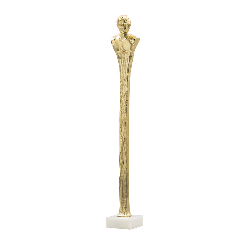 Elongated Gold Roman Statue - 32" Decor on White Marble Base