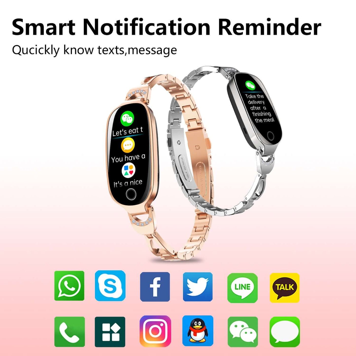 Elegant Gold Smartwatch for Women – Bling Health & Fitness Bracelet Gold Smartwatch For Women Compatible For | Ectron Online