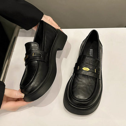 Women's Soft Leather Commuter Shoes | Metal Decor Casual Loafers All-match Metal Commuter Soft Bottom Sof | Ectron Online
