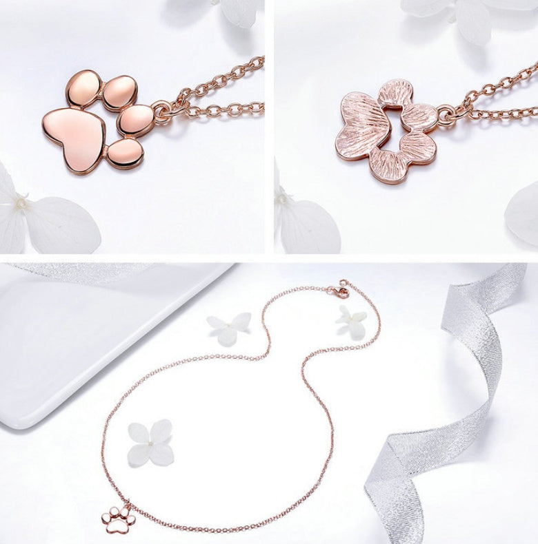 Footprint dog cat paw print foot necklace