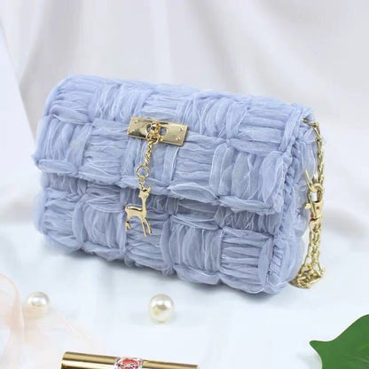 Ribbon gauze hand-woven chain bag