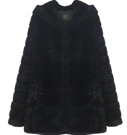 Plush Padded Hooded Faux Mink Short Fur Coat
